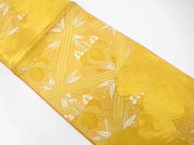 JAPANESE KIMONO / ANTIQUE FUKURO OBI / SILK / WOVEN DIAGONAL GRID